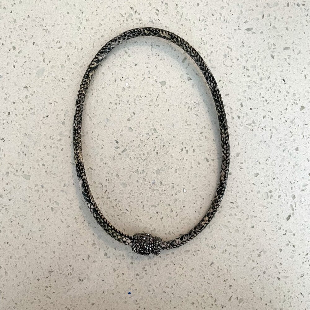 Snakeskin & rhinestone choker